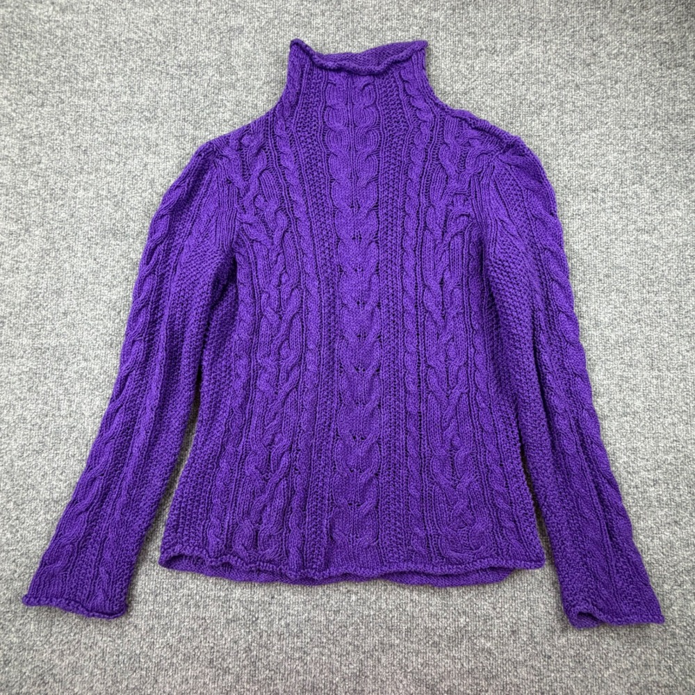 Lauren Ralph Lauren Cable Knit Mock Neck Turtleneck Knit Sweater Size L - Picture 2 of 10